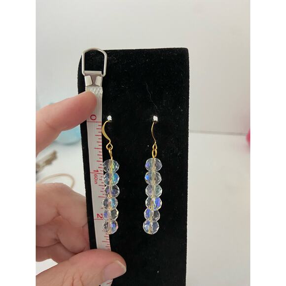 Clear sparkly glass bead earrings - Picture 3 of 4